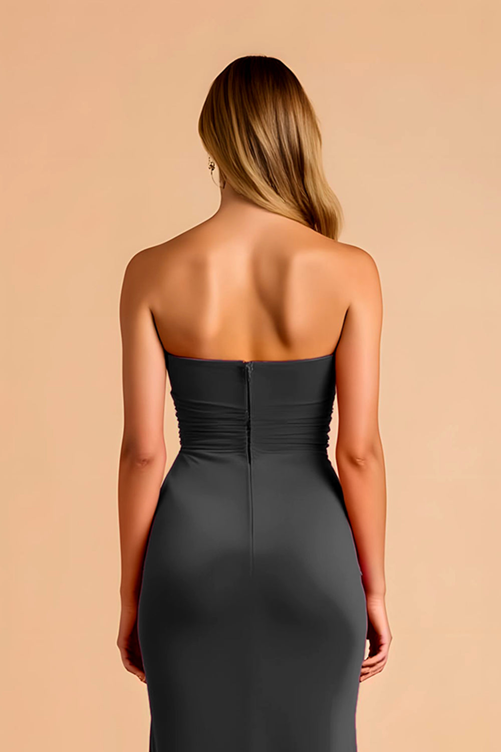 Schwarzes Meerjungfrauen Herzausschnitt Maxi Brautjungfernkleid