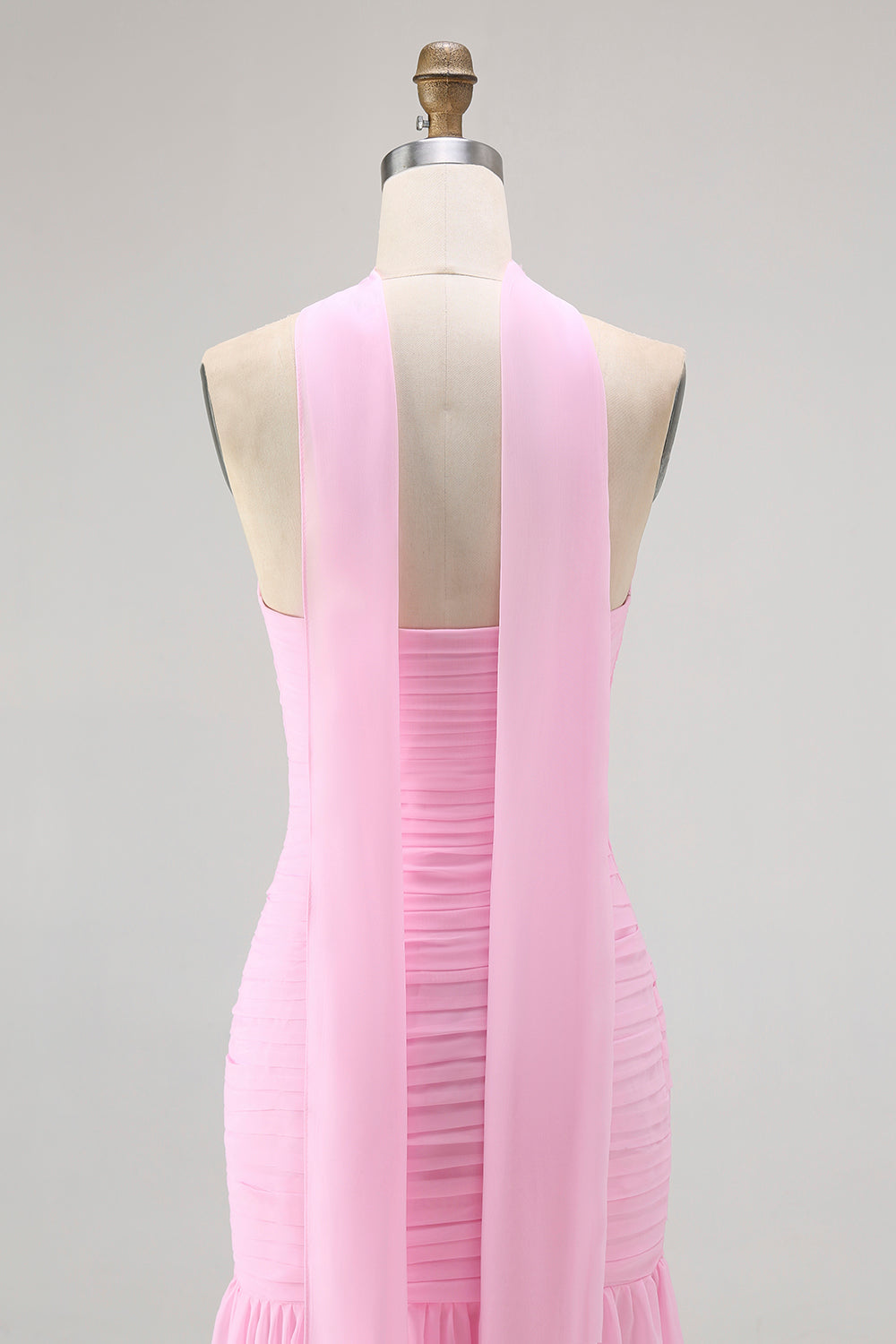 Blush Trägerloses Gerafftes Langes Brautjungfernkleid mit Schlitz