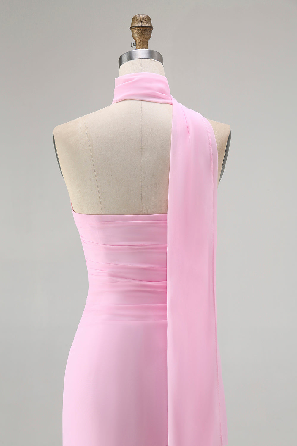 Etui Eine Schulter Blush Langes Brautjungfernkleid mit Luftschlange