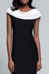 Schwarzes Langes Ballkleid mit Wasserfall-Ausschnitt