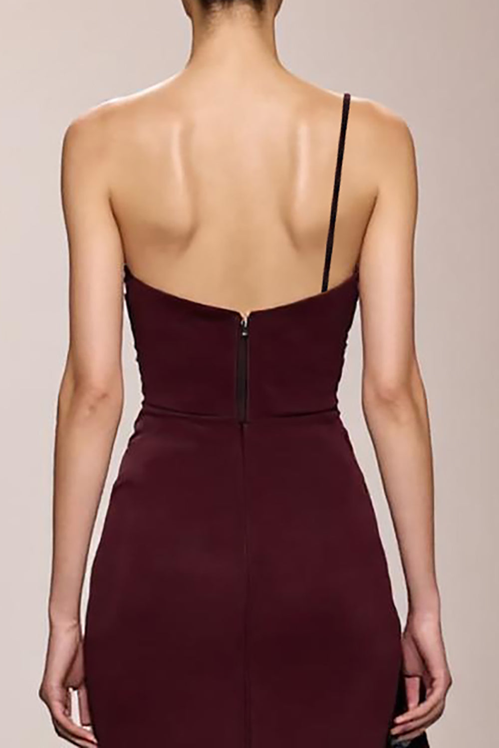 Burgunder Satin Meerjungfrauen Abendkleid mit Schlitz