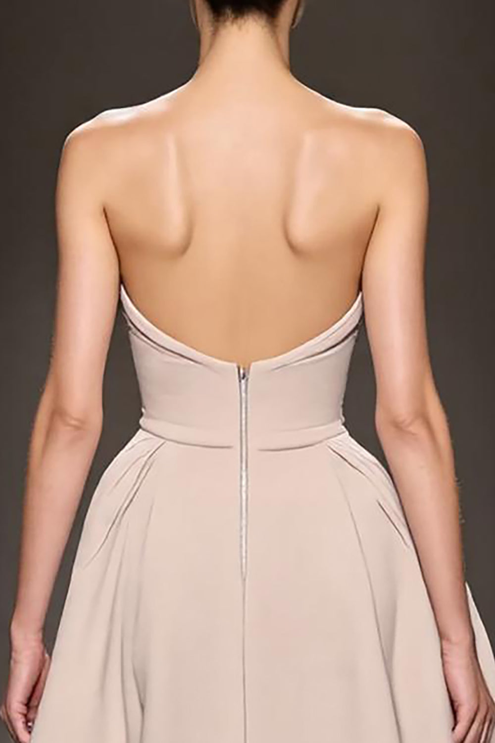 Champagner A Linie Spaghettiträger Langes Abendkleid mit Schlitz