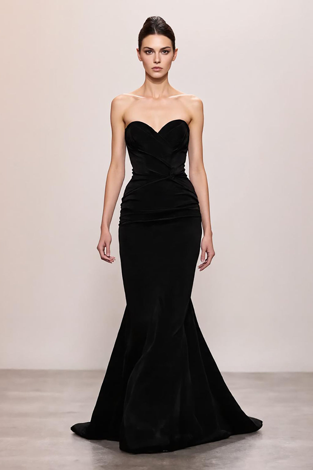 Schwarzes Meerjungfrauen Abendkleid aus Samt