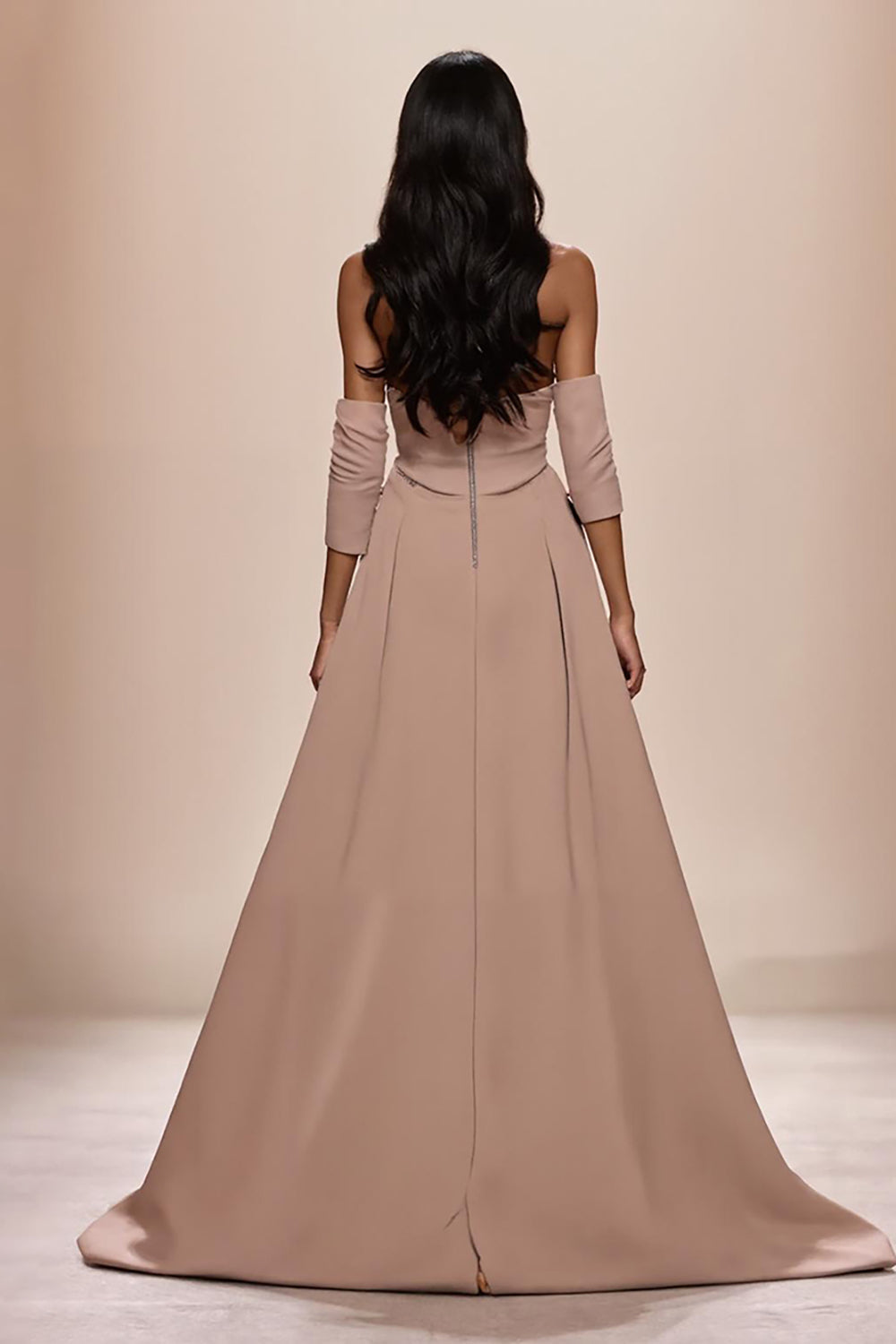 Champagner Herzausschnitt Applikationen Abendkleid mit Schlitz