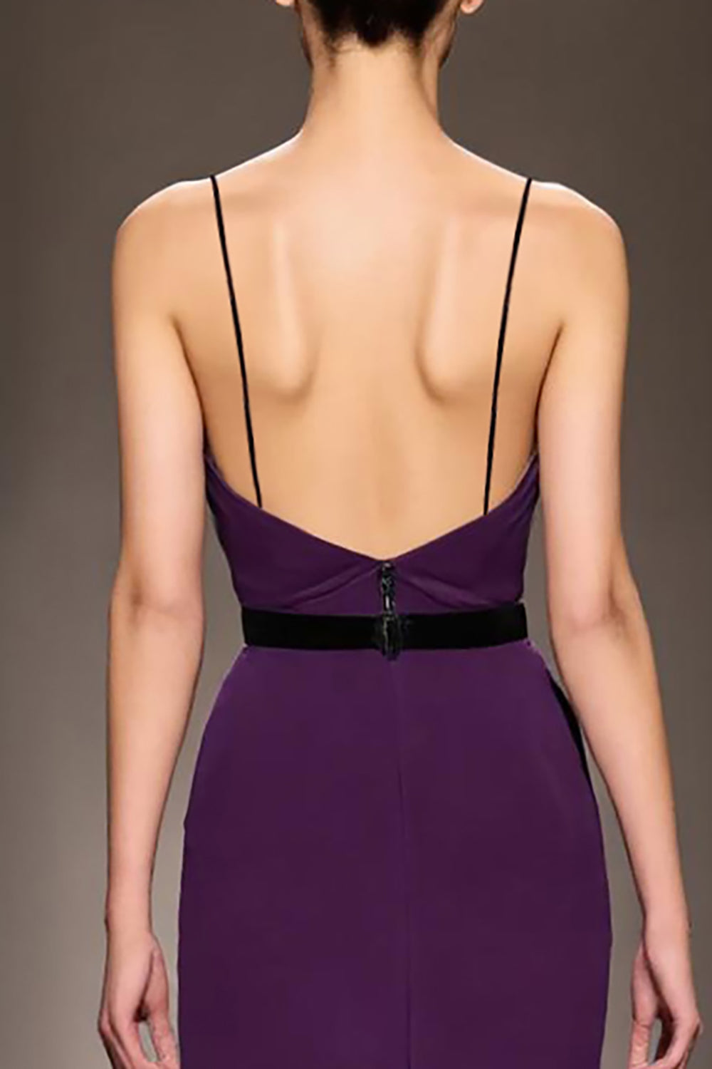 Dunkelviolettes Langes Abendkleid aus Satin mit Spaghettiträgern