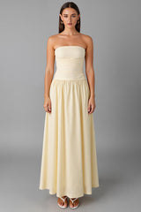Einfaches Narzisse Trägerloses Abendkleid in A-Linie aus Chiffon