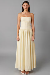 Einfaches Narzisse Trägerloses Abendkleid in A-Linie aus Chiffon