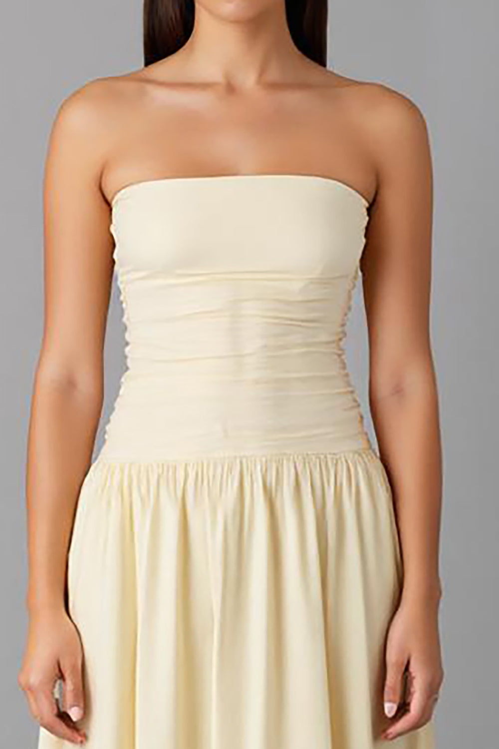 Einfaches Narzisse Trägerloses Abendkleid in A-Linie aus Chiffon