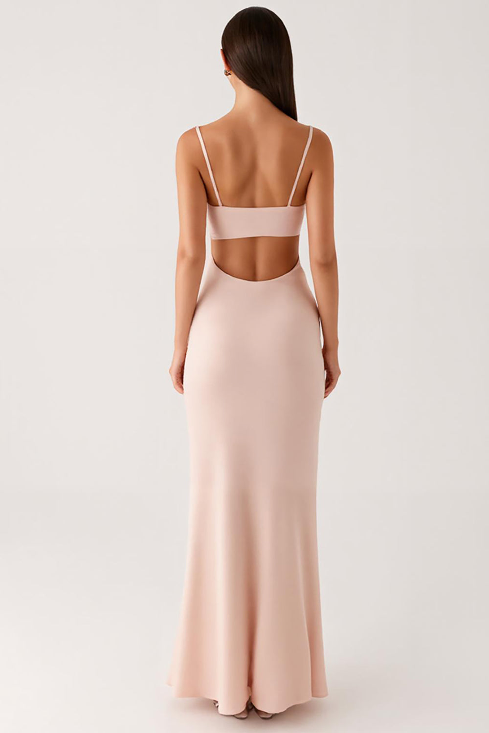 Aprikose Chiffon Spaghettiträger Etui Langes Abendkleid