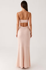 Aprikose Chiffon Spaghettiträger Etui Langes Abendkleid