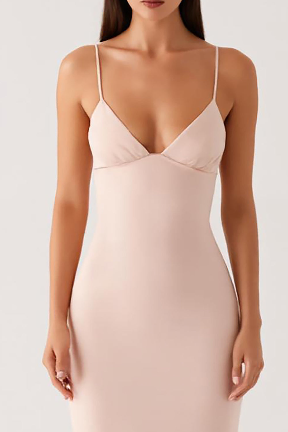 Aprikose Chiffon Spaghettiträger Etui Langes Abendkleid
