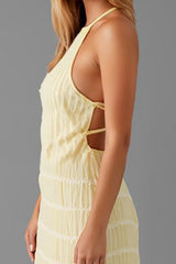 Narzisse Neckholder Etui Plissee Abendkleid aus Chiffon