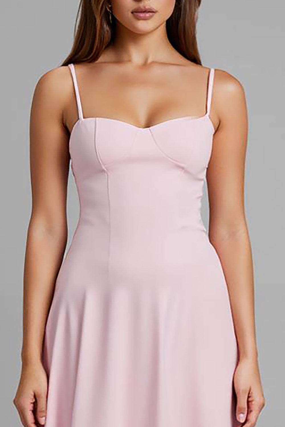 Einfaches Hellrosa A-Linie Spaghettiträger Langes Abendkleid