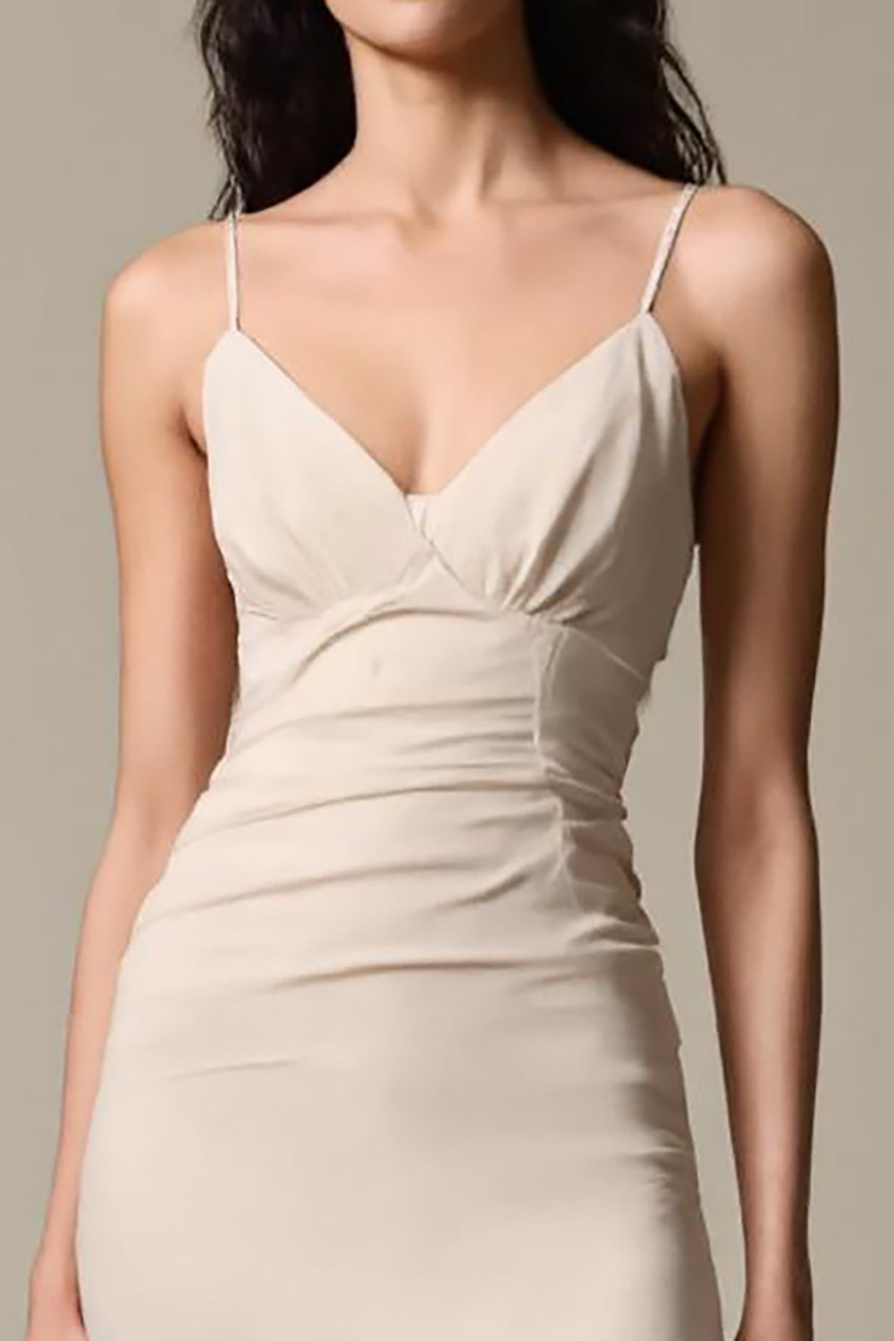 Aprikose Einfaches Abendkleid aus Chiffon mit Spaghettiträgern