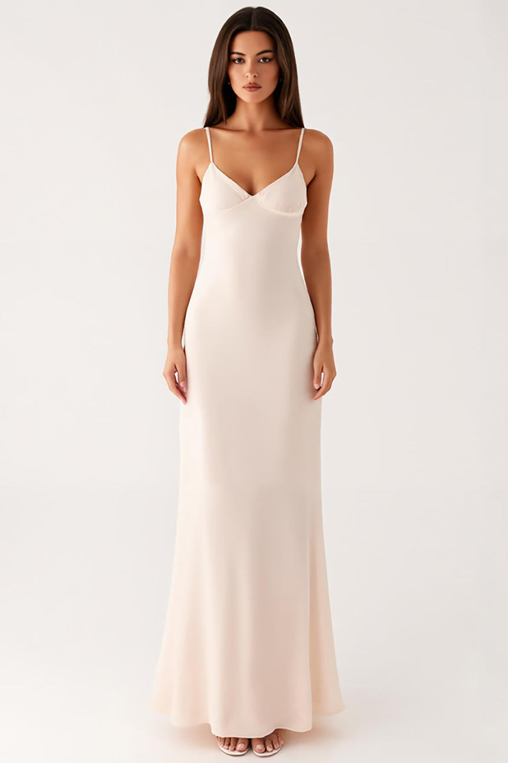 Etui Elfenbein Spaghettiträger Standesamtkleid