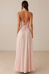 Rosa Spaghettiträger A-Linie Chiffon Abendkleid