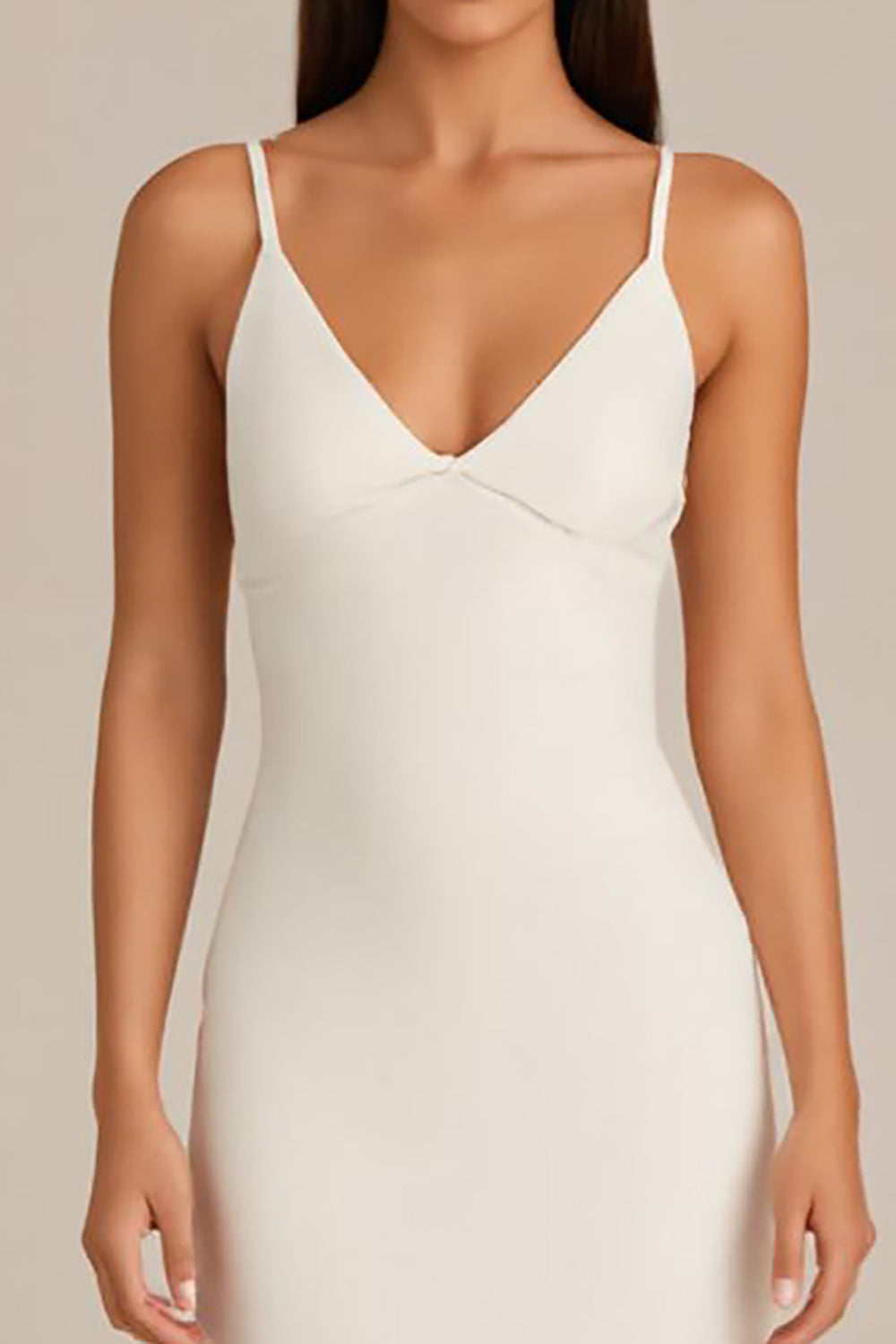 Elegantes Elfenbein Etui Standesamtkleid mit Spaghettiträgern
