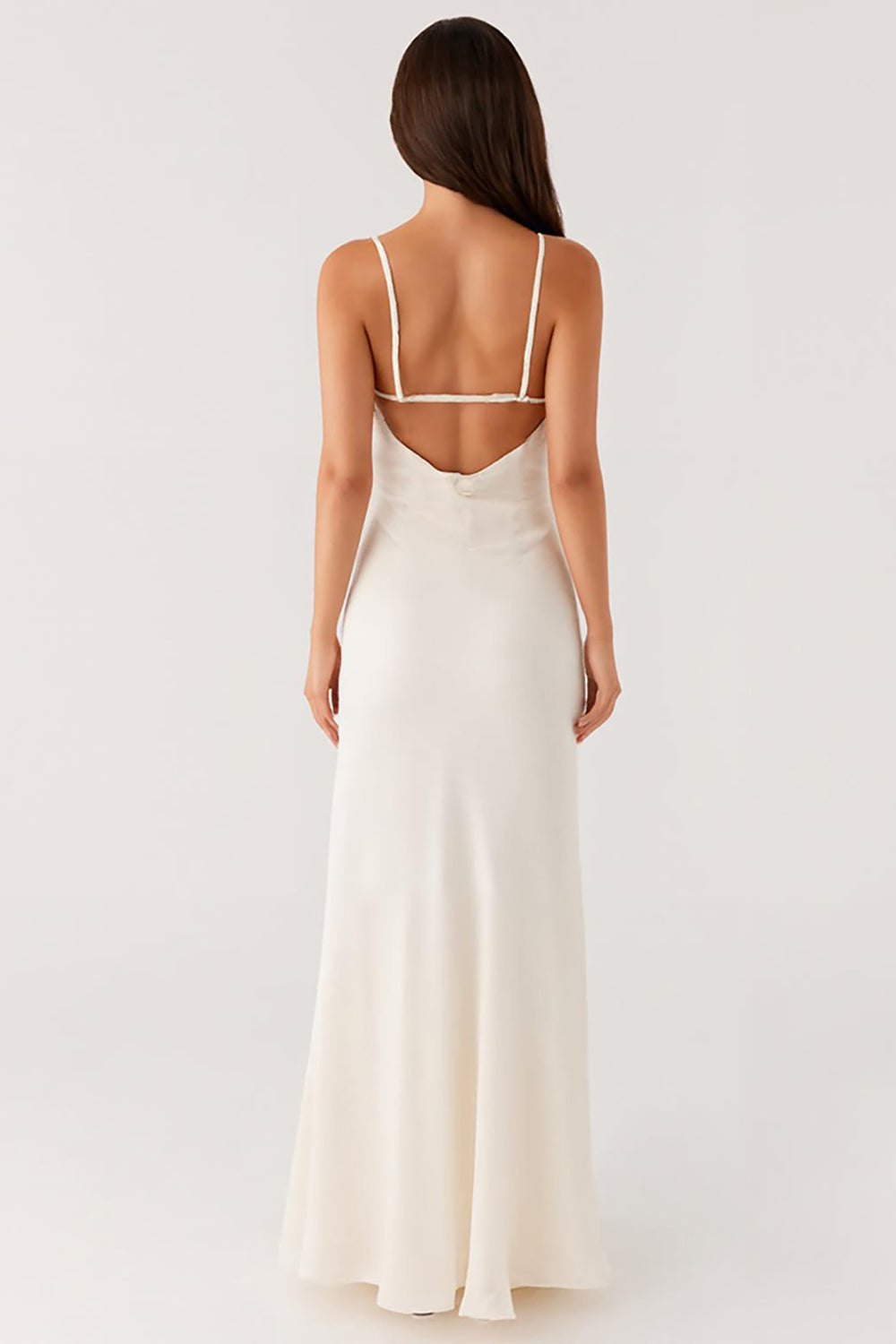 Etui Elfenbein Spaghettiträger Langes Abendkleid