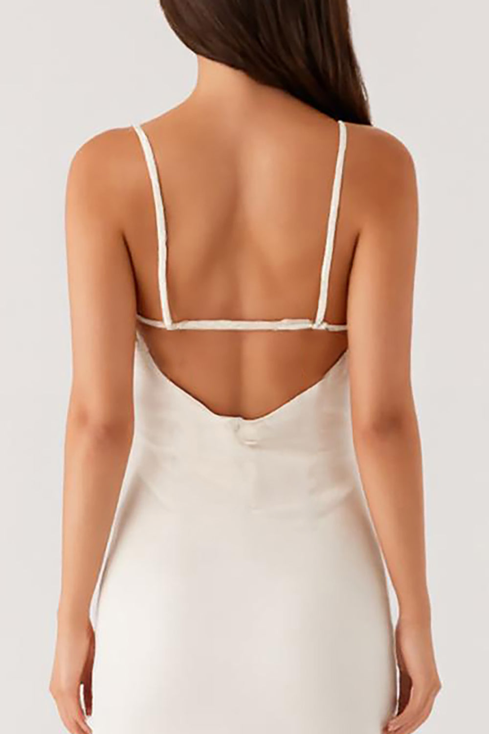 Etui Elfenbein Spaghettiträger Langes Abendkleid