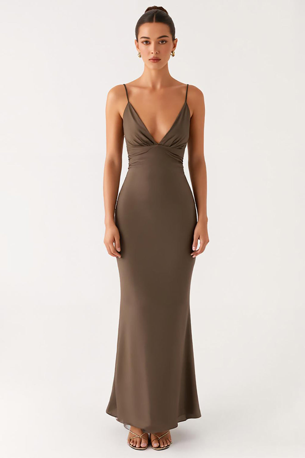 Meerjungfrau Grau Spaghettiträger Ballkleid