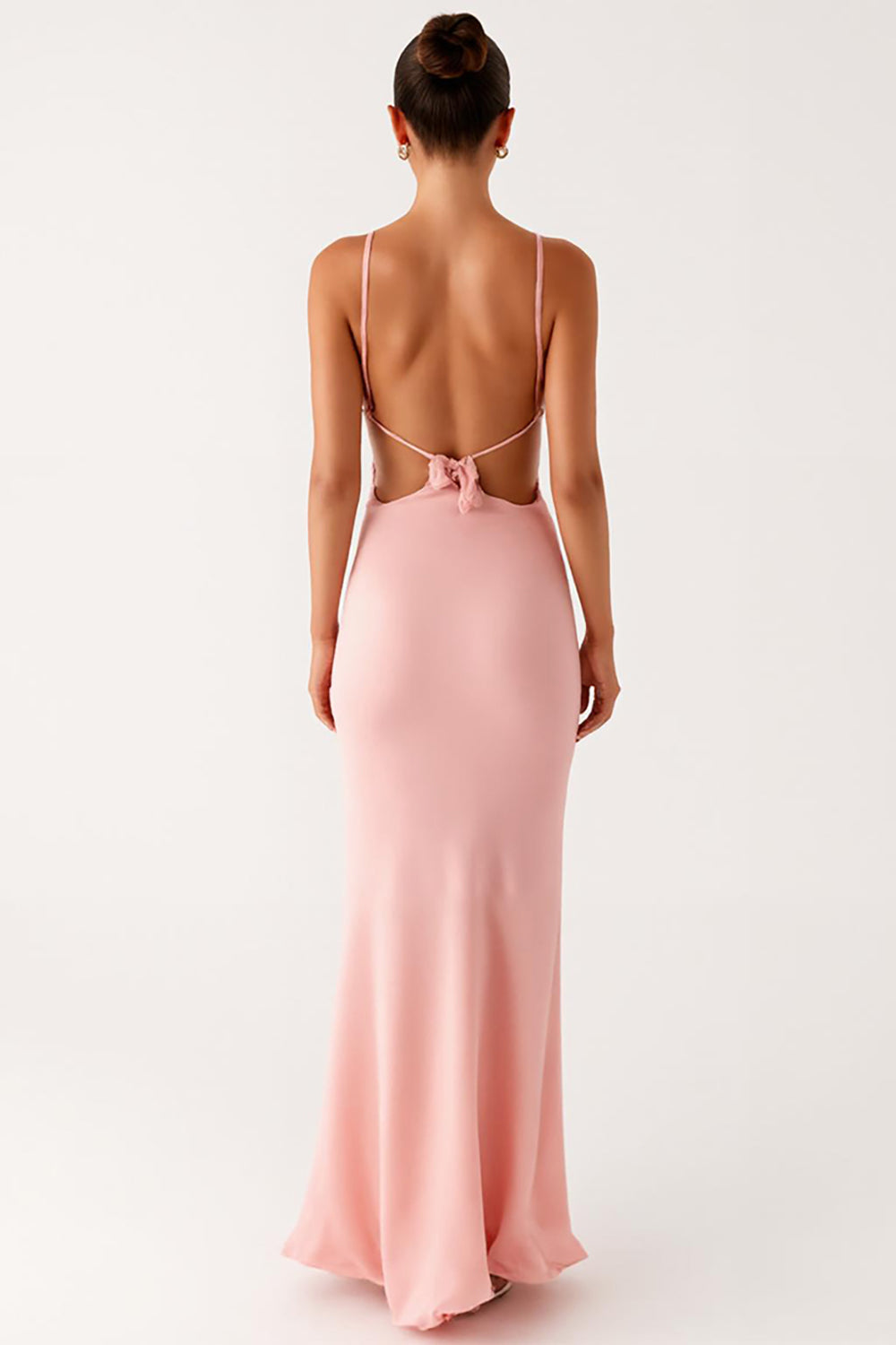 Rosa Etui Spaghettiträger Chiffon Ballkleid