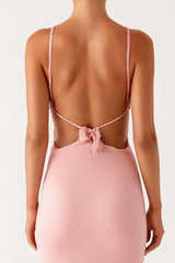 Rosa Etui Spaghettiträger Chiffon Ballkleid