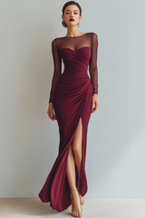 Cabernet Bateau Ausschnitt Meerjungfrau Ballkleid