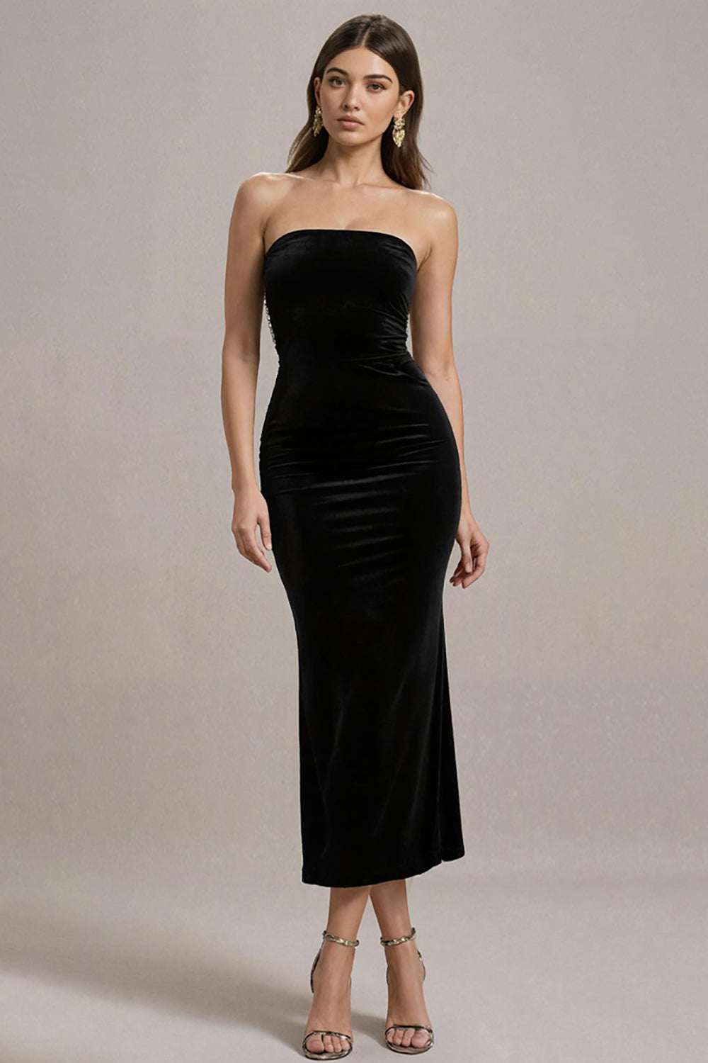 Trägerloses Figurbetontes Schwarzes Krawatten Kleid