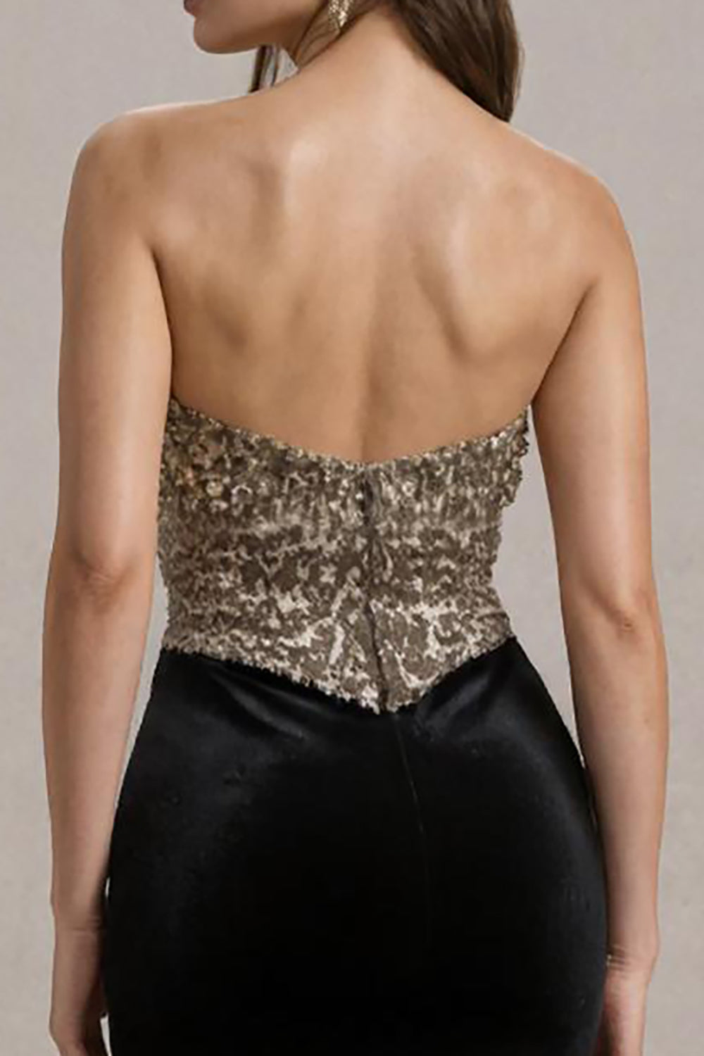 Trägerloses Figurbetontes Schwarzes Krawatten Kleid