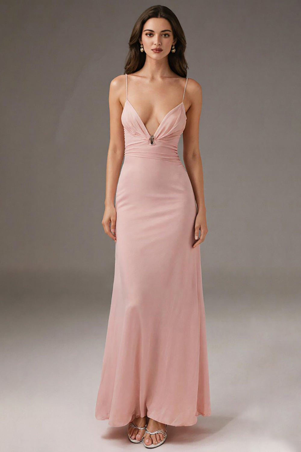 Rosa Spaghettiträger Etui Abendkleid