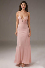 Rosa Spaghettiträger Etui Abendkleid
