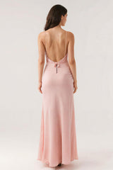 Rosa Spaghettiträger Etui Abendkleid