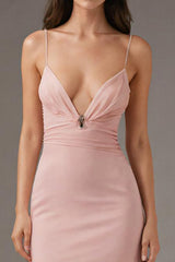 Rosa Spaghettiträger Etui Abendkleid