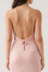 Rosa Spaghettiträger Etui Abendkleid