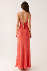 Orange Spaghettiträger Etui Abendkleid