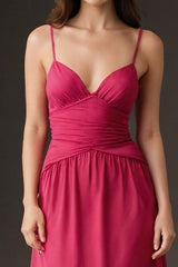 Wassermelone Spaghettiträger Langes Abendkleid