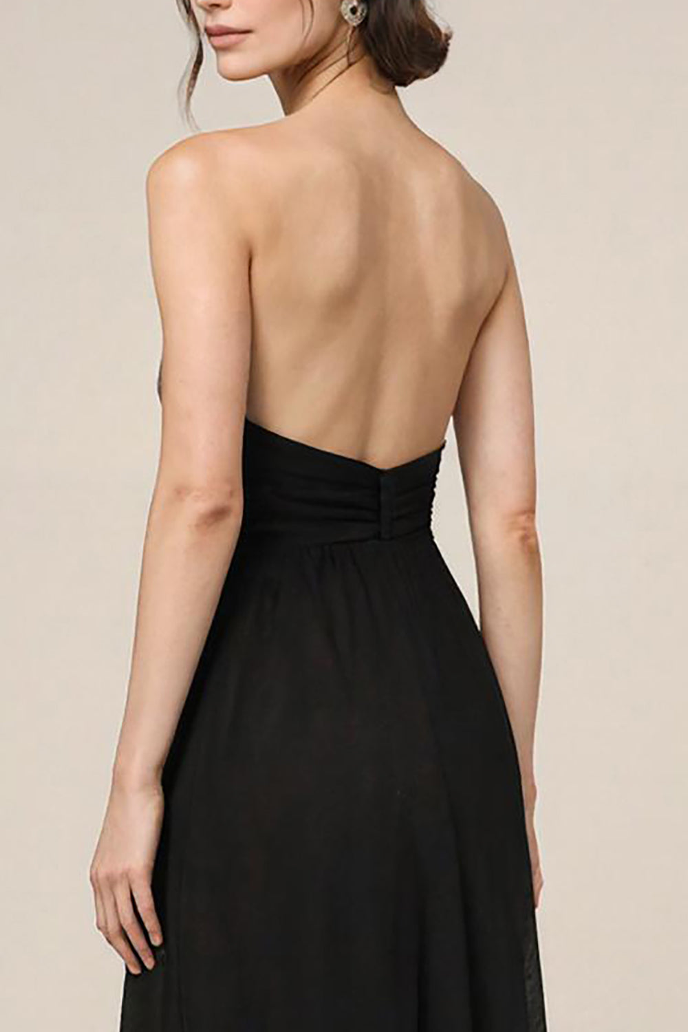 Trägerloses A-Linie Schwarzes Langes Abendkleid