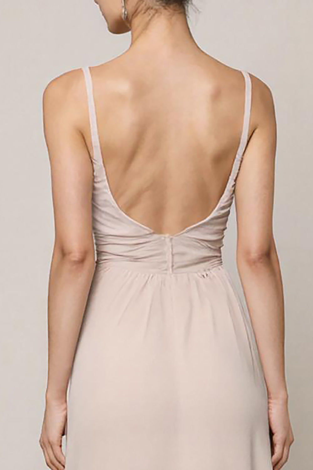 Elfenbein A-Linie Spaghettiträger Langes Standesamtkleid