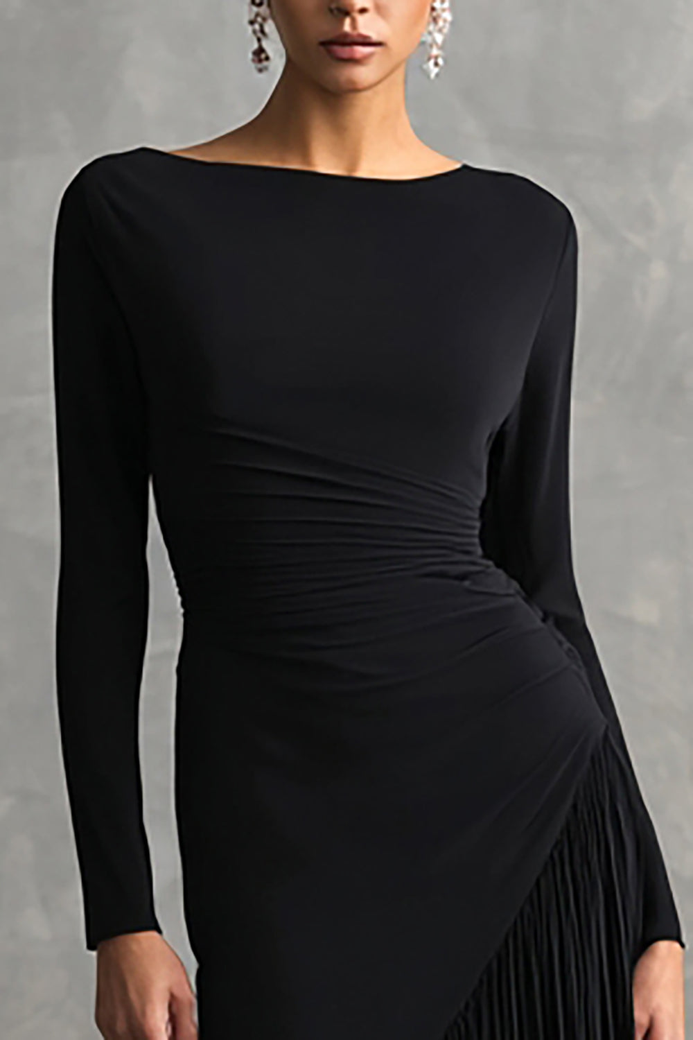 Schwarzes Meerjungfrauen Ballkleid mit Rüschen