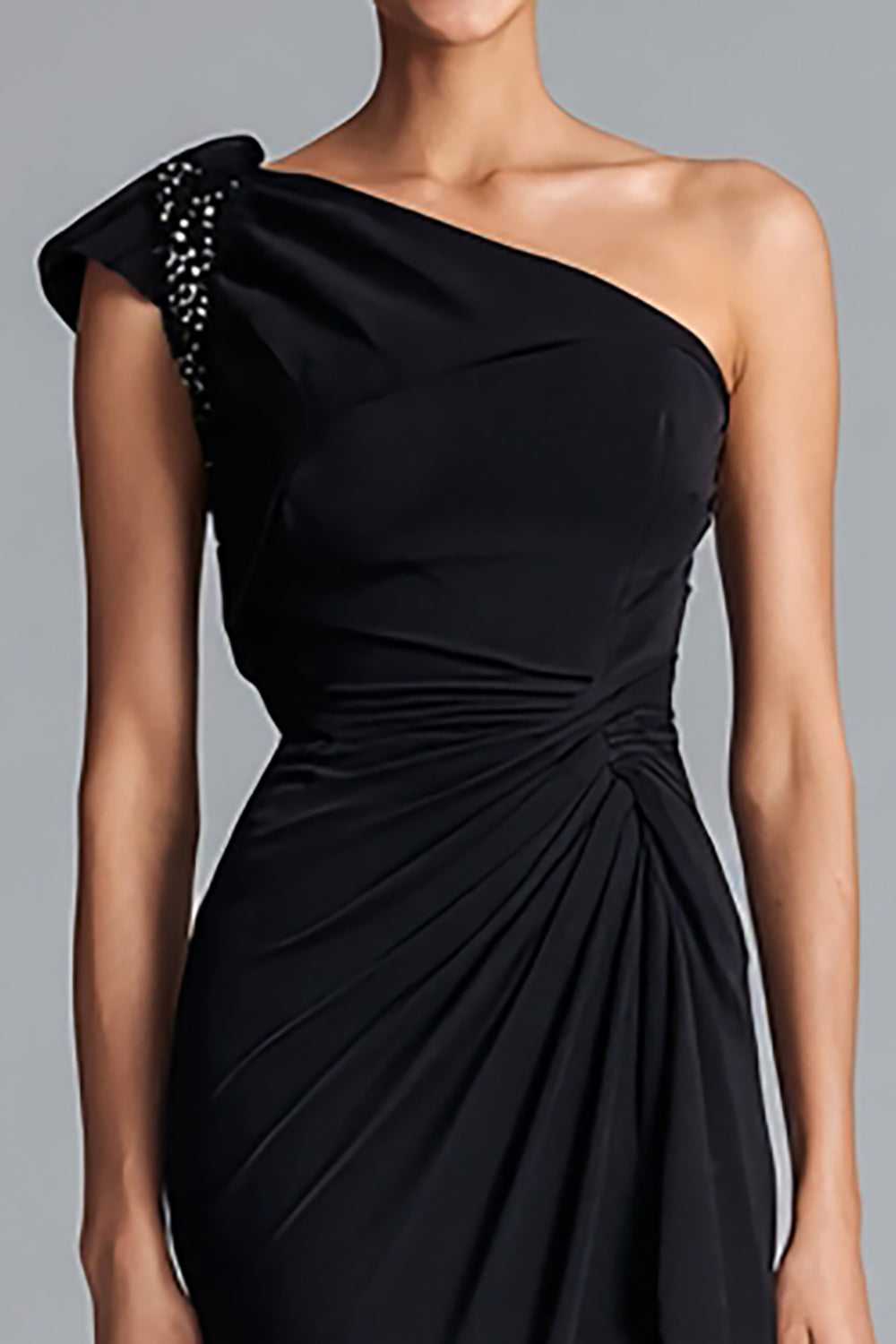 Schwarzes Chiffon Meerjungfrauen Langes Ballkleid