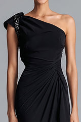 Schwarzes Chiffon Meerjungfrauen Langes Ballkleid