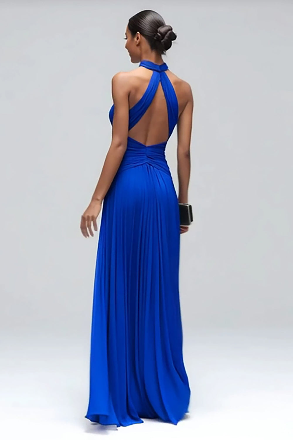 Königsblaues Maxi Etui Ballkleid mit Neckholder