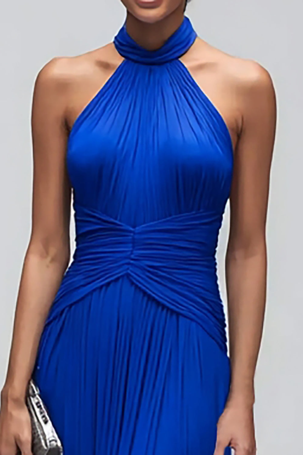 Königsblaues Maxi Etui Ballkleid mit Neckholder