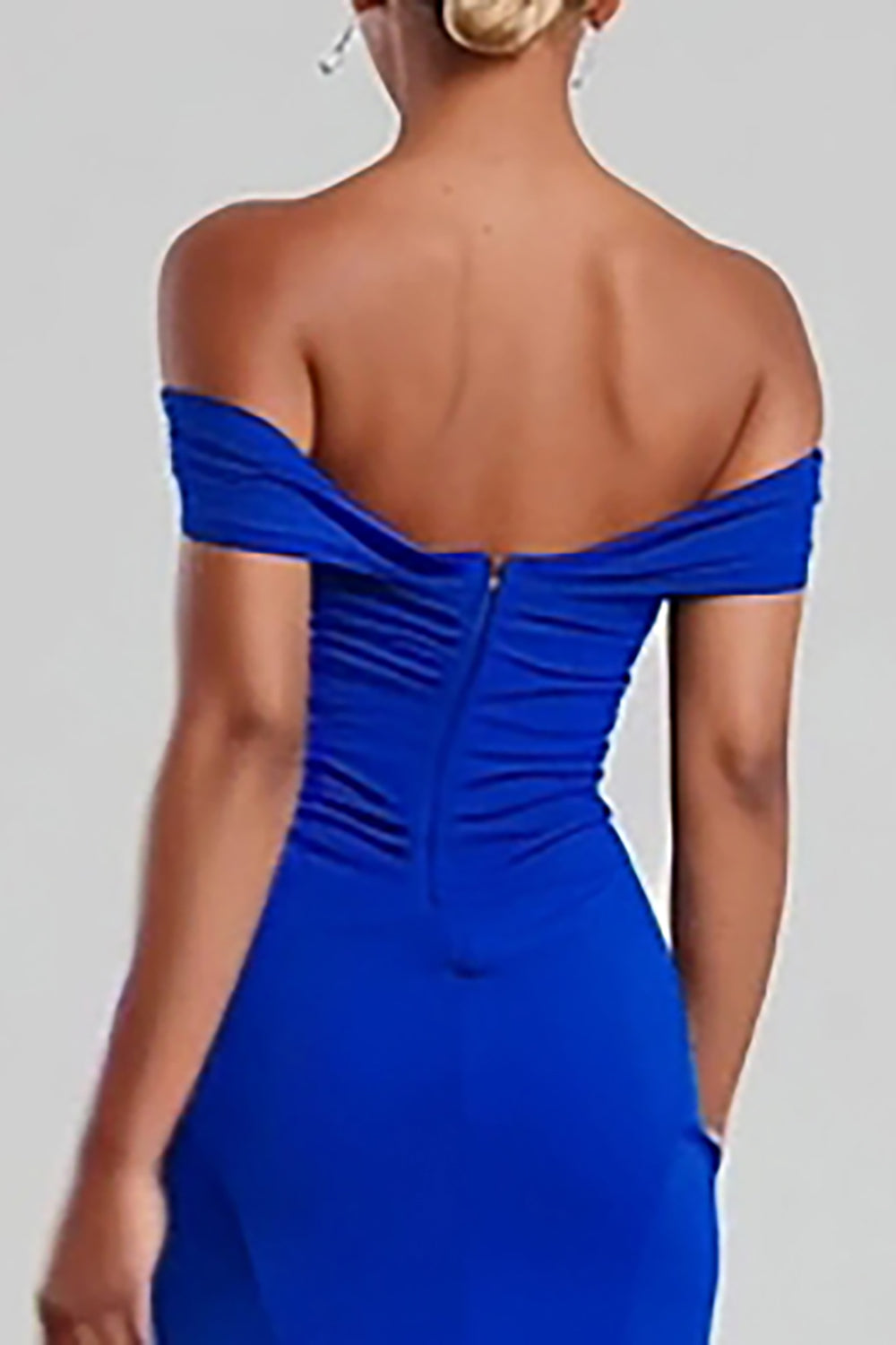 Königsblaues Schulterfreies Maxi Ballkleid mit Schlitz