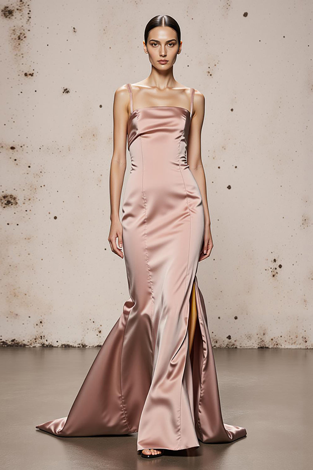 Hellrosa Meerjungfrau Langes Abendkleid mit Schlitz