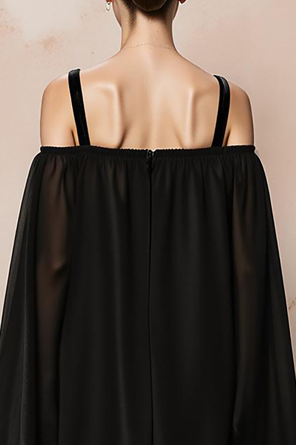 Meerjungfrau Kalte Schulter Schwarzes Abendkleid aus Samt