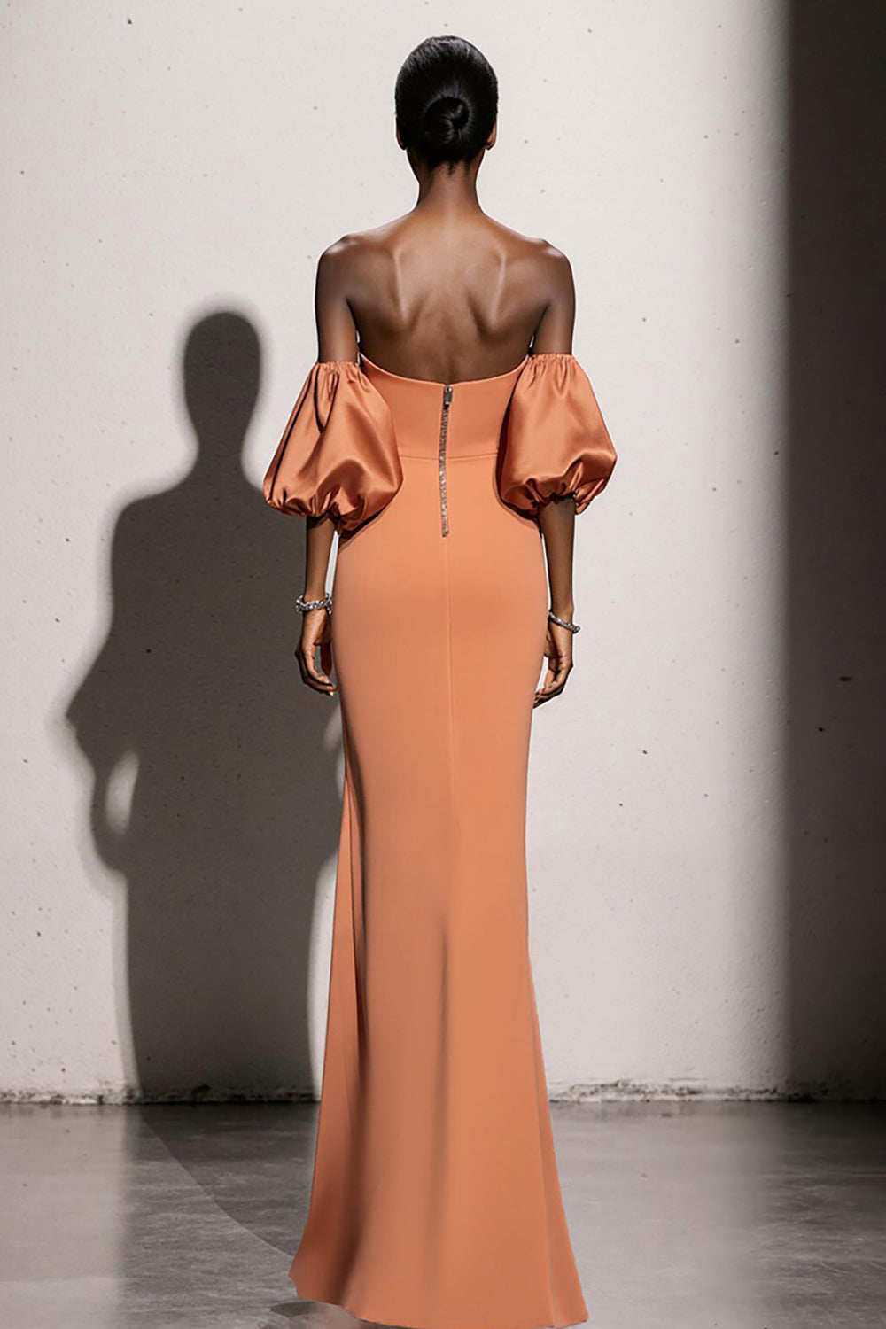 Orange Trägerloses Meerjungfrau Langes Abendkleid