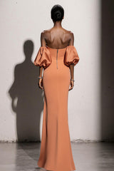 Orange Trägerloses Meerjungfrau Langes Abendkleid