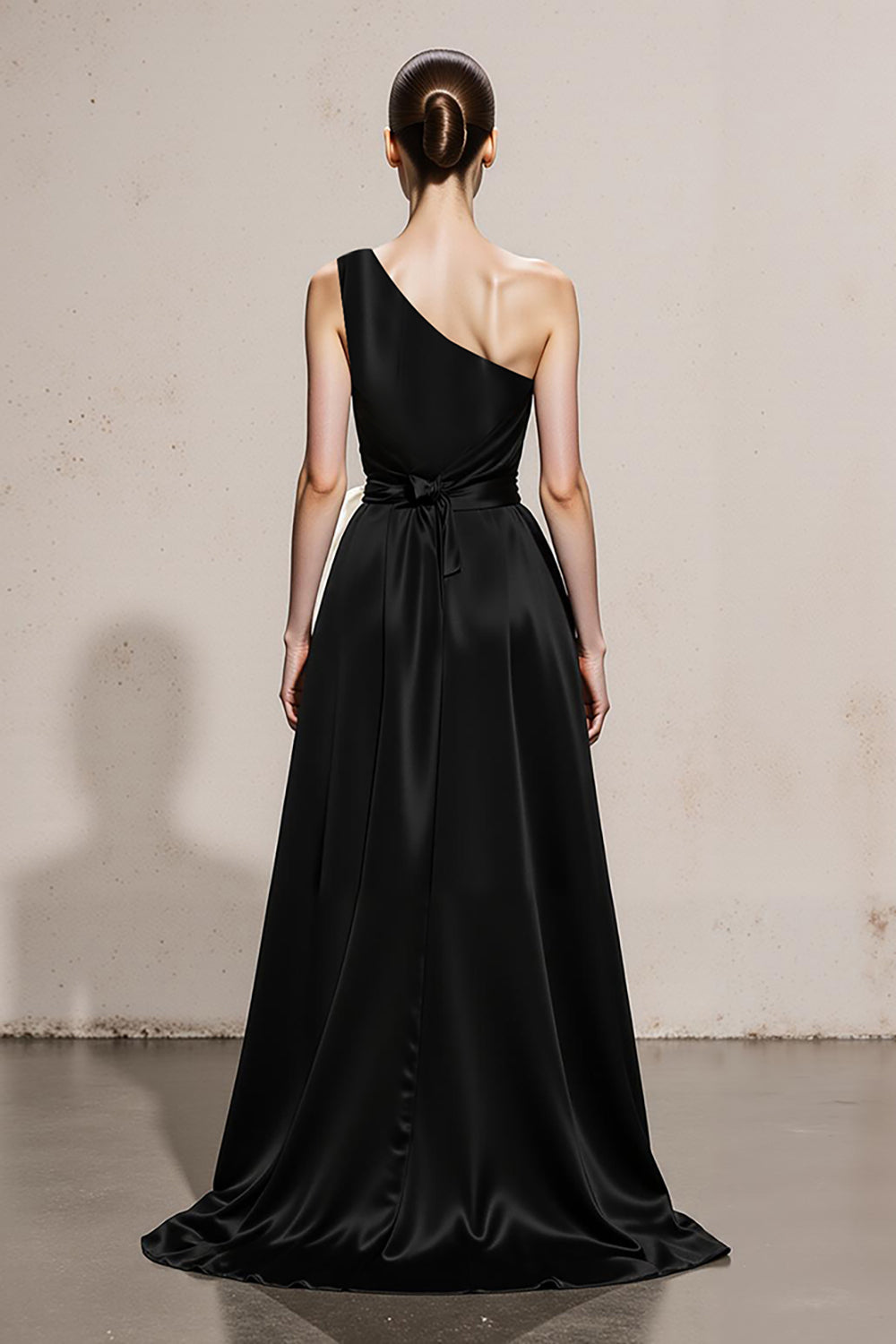 Schwarz-weißes A-Linie Eine Schulter Abendkleid aus Satin