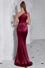 Gelbes Meerjungfrauen Eine Schulter Maxi Ballkleid mit Schlitz